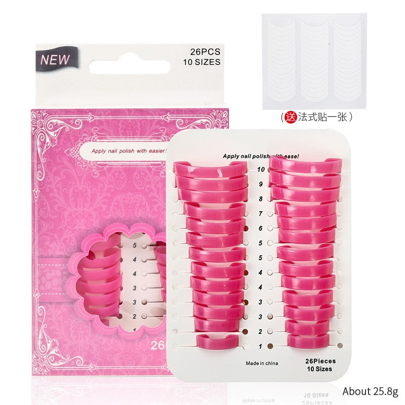 Set Aplicator Unghii, Flippy, 26 Protectii pentru Oja, 10 Dimensiuni, Reutilizabile, 15x2.4x8.8 cm, Roz-0