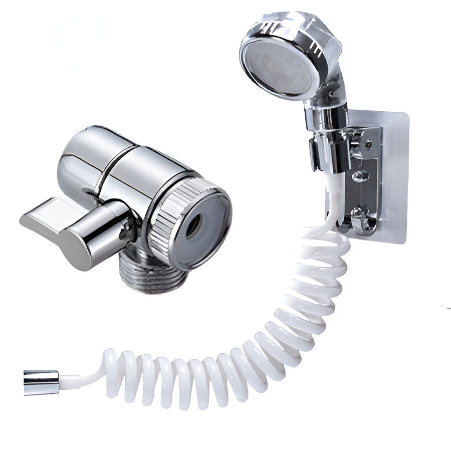 Set Extensie de Dus, Flippy, pentru Baterie Baie sau Bucatarie, 4 Piese, Filtru de Ioni Negativi, Furtun Flexibil de 3 Metri, Argintiu-0