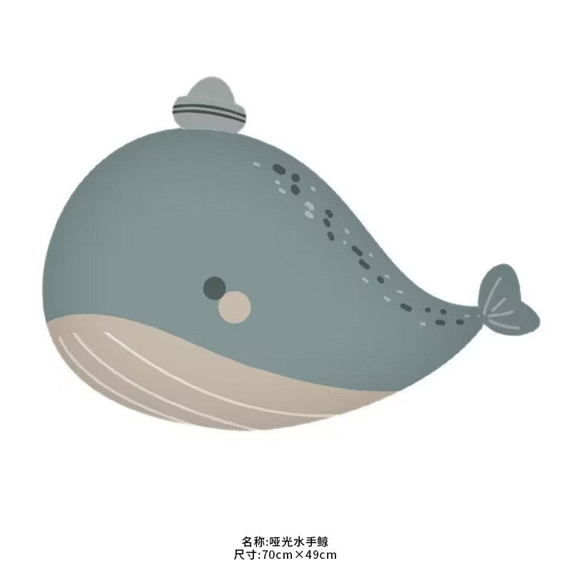 Balon din Folie Metalizata, Flippy, Figurina Animata, Model Balena, 70x49 cm, Ambalaj Individual, Pai Inclus, Umflare cu Aer sau Heliu, Albastru-0