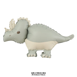 Balon din Folie Metalizata, Flippy, Figurina Animata, Model Dinozaur, 69x40 cm, Ambalaj Individual, Pai Inclus, Umflare cu Aer sau Heliu, Gri-0