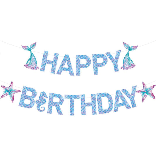 Banner Happy Birthday, Flippy, Model Sirene, Tematica Aniversare, Multicolor-0