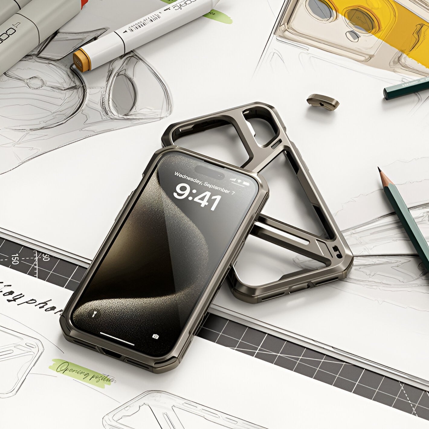 Husa de Protectie Armor Metal Compatibila cu iPhone 15 Pro, Flippy, Antizgariere, Antisoc, Protectie Supraincalzire, Gri Metalizat-7