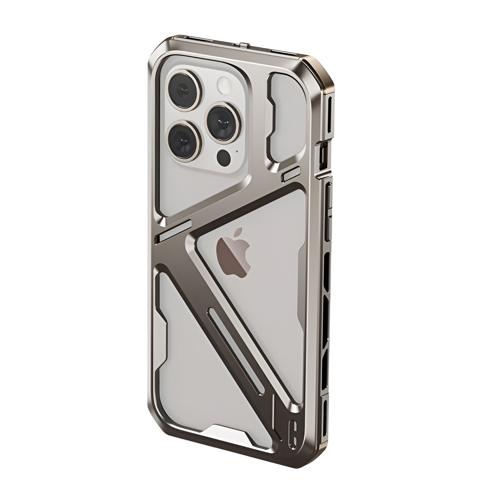 Husa de Protectie Armor Metal Compatibila cu iPhone 15 Pro, Flippy, Antizgariere, Antisoc, Protectie Supraincalzire, Gri Metalizat-0