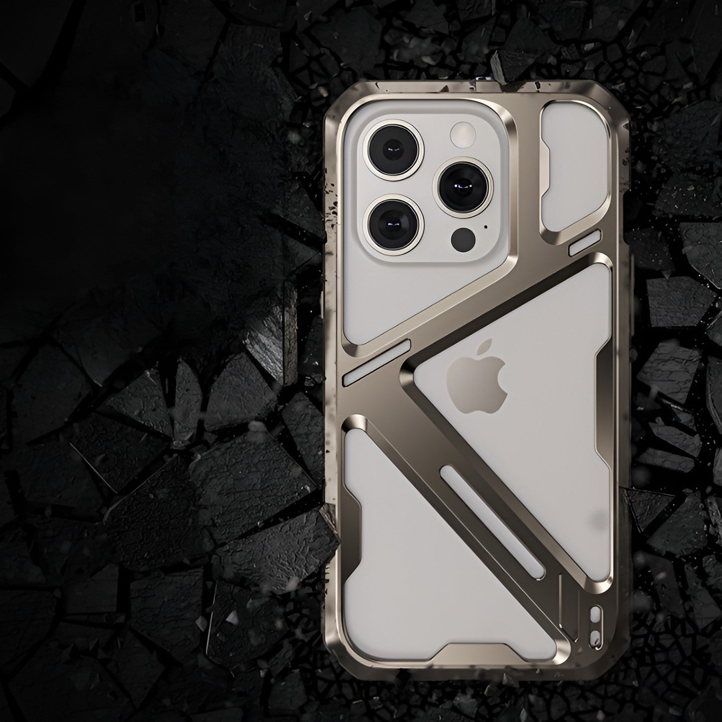 Husa de Protectie Armor Metal Compatibila cu iPhone 15 Pro Max, Flippy, Antizgariere, Antisoc, Protectie Supraincalzire, Gri Metalizat-3