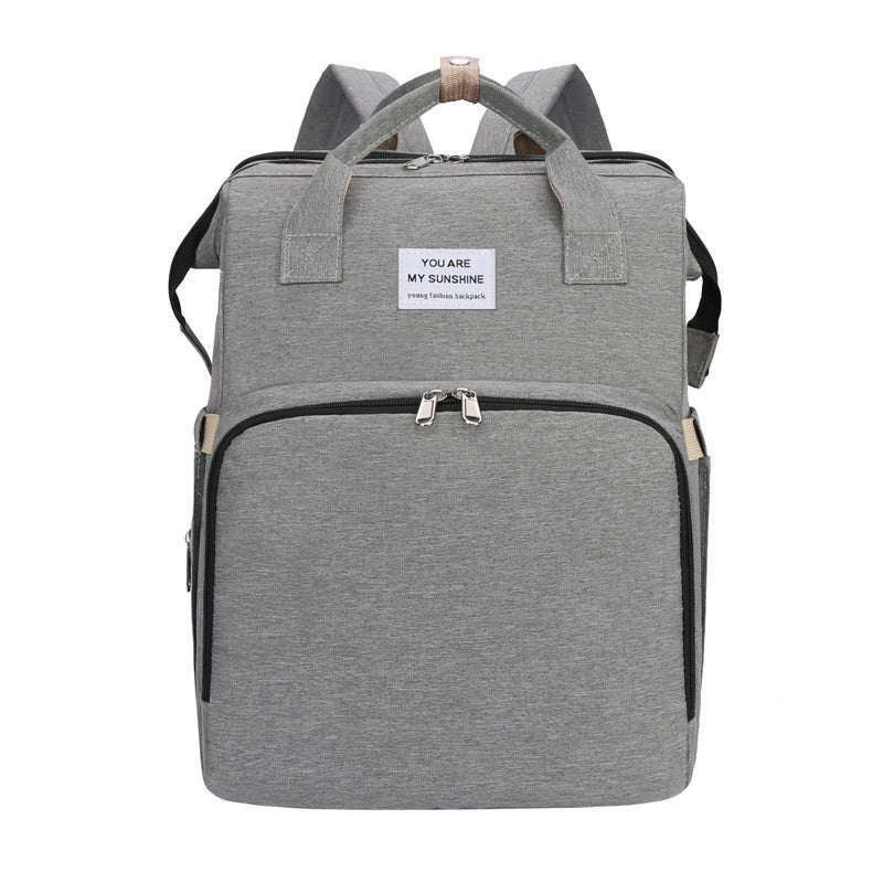 Rucsac Multifunctional pentru Mamici, Flippy, pentru Scutece Bebelusi cu Patut Pliabil, Gri-0