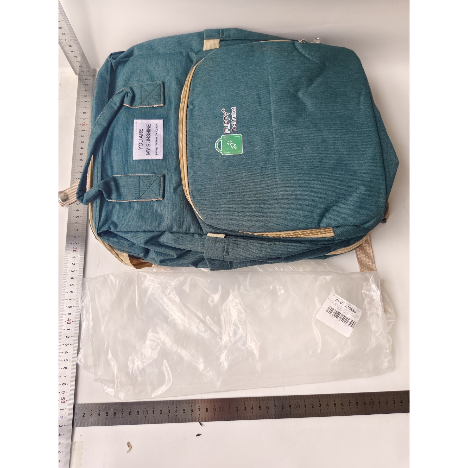 Rucsac Multifunctional pentru Mamici, Flippy, pentru Scutece Bebelusi cu Patut Pliabil, Verde-1