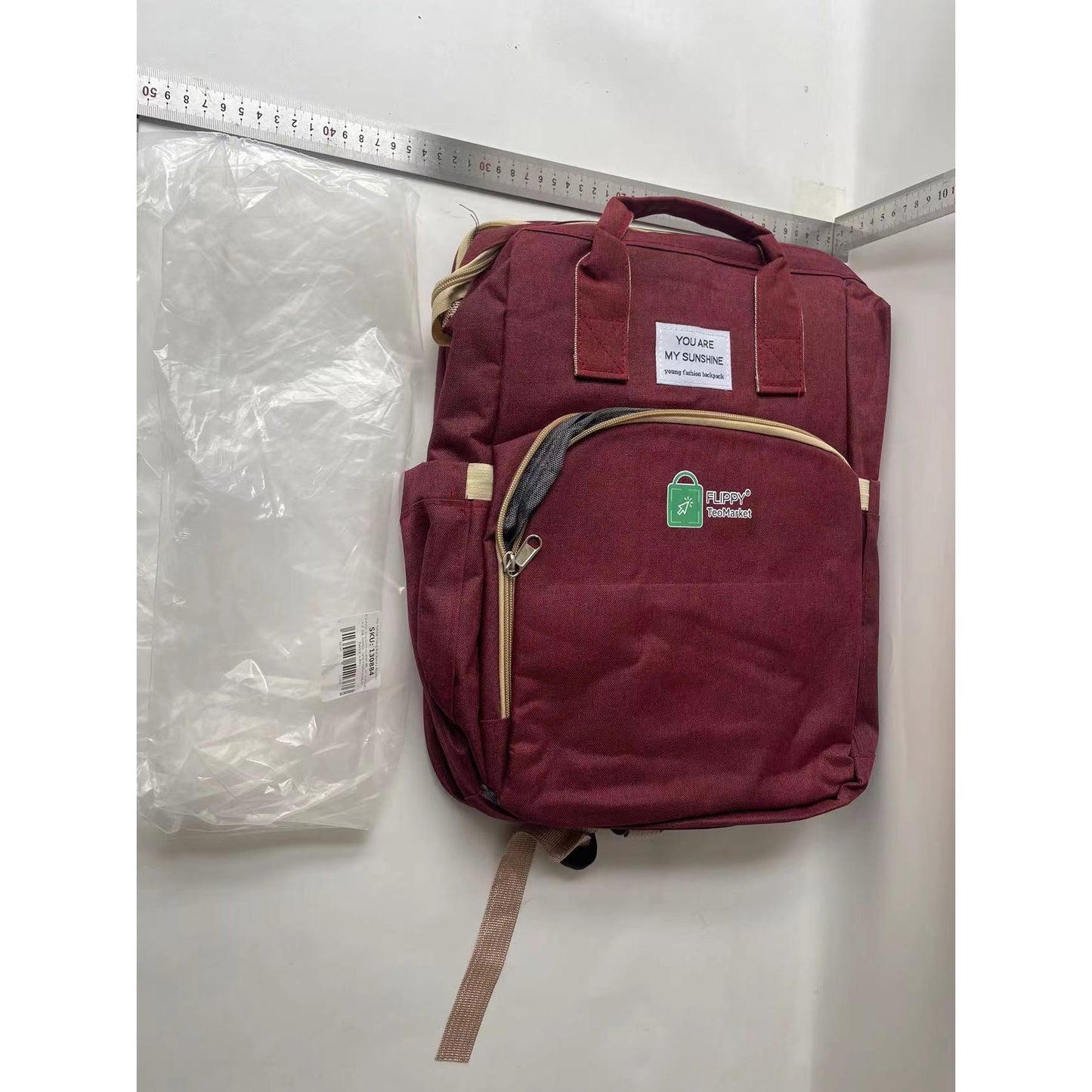 Rucsac Multifunctional pentru Mamici, Flippy, pentru Scutece Bebelusi cu Patut Pliabil, Rosu-1