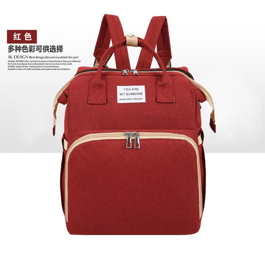 Rucsac Multifunctional pentru Mamici, Flippy, pentru Scutece Bebelusi cu Patut Pliabil, Rosu-0