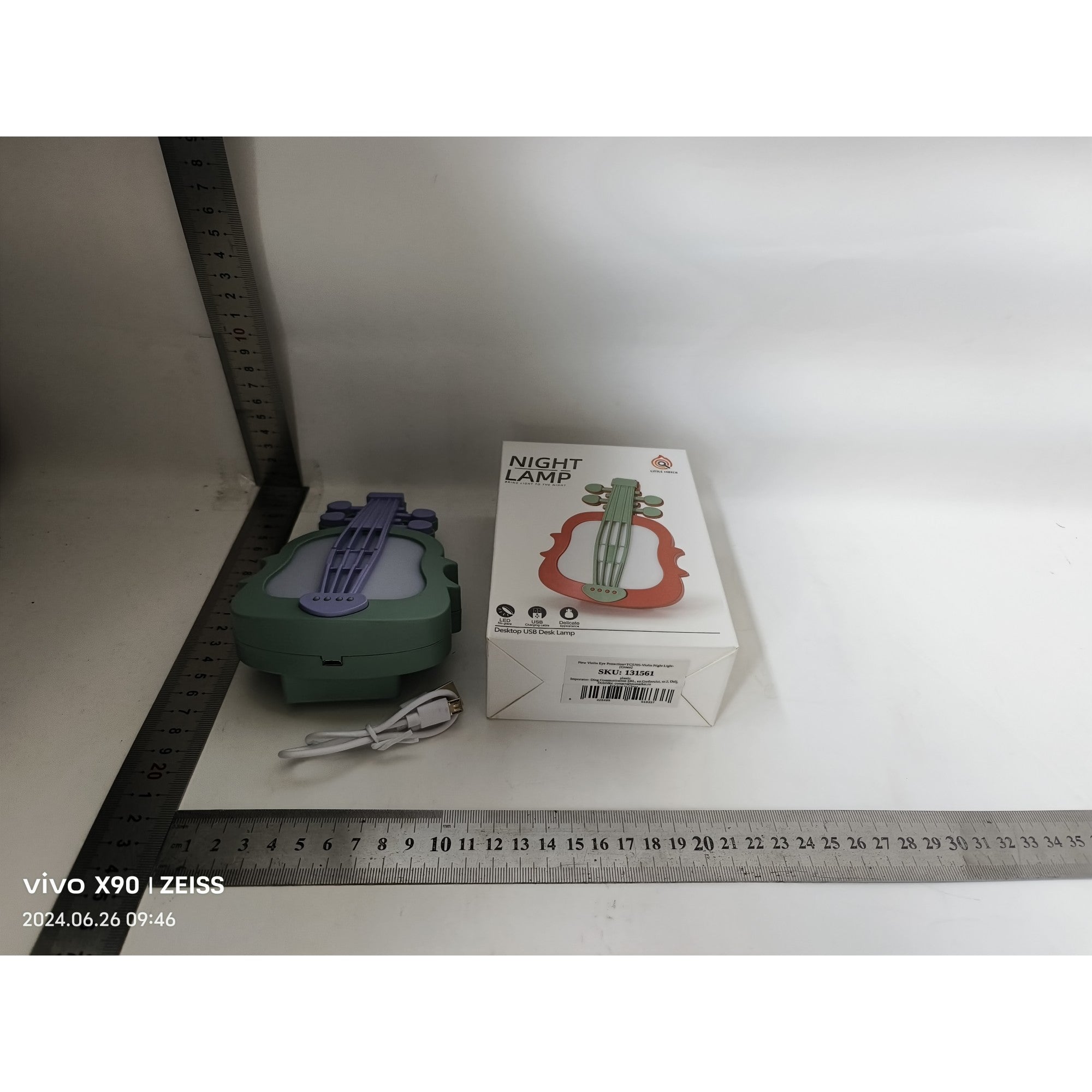 Lampa de Veghe, Flippy, cu Protectie pentru Ochi, Model Violina, Lumina Calda, Verde/ Mov-1