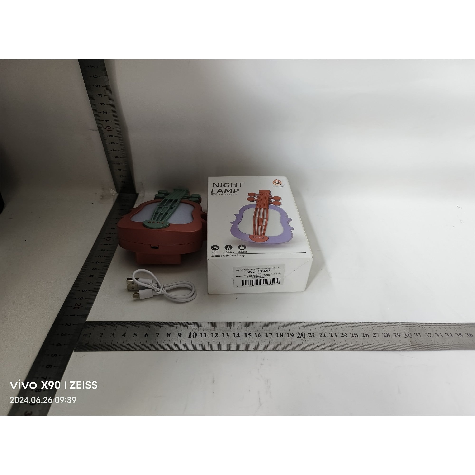 Lampa de Veghe, Flippy, cu Protectie pentru Ochi, Model Violina, Lumina Calda, Verde/ Rosu-1