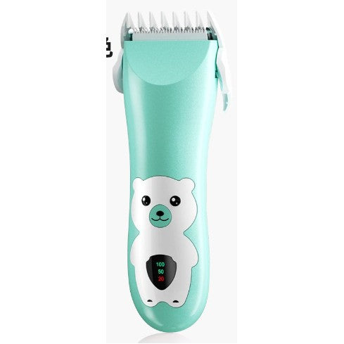 Masina De Tuns Bebelusi si Copii, Flippy, Display Digital, Lame Cermice si Inox, Fara Fir, Functie Anti Taiere, Silentios, 50 W, Rezistent la Apa, 2 Accesorii, Incarcator USB, Model Ursulet, Verde-0