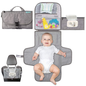 Geanta Multifunctionala pentru Schimbat Pampers, Flippy, Rezistenta la Apa, cu Agatatoare, Compartimentata, 30x20 cm, Gri-0