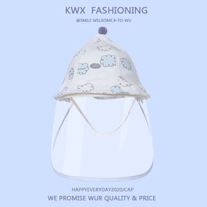 Palarie de Protectie pentru Bebelusi, Flippy, Model cu Norisori Albastri, Pescareasca, de Primavara si Toamna, cu Masca si Fermoar, 42 cm, pentru 0-3 Luni-0