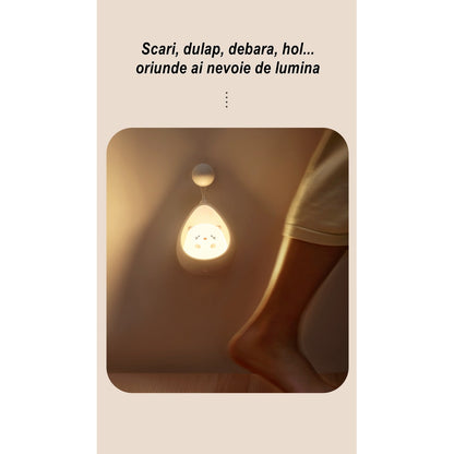 Lampa de veghe portabila cu 2 moduri de functionare Flippy, silicon non-toxic, reincarcabila USB, senzor miscare, alb, iepuras-6