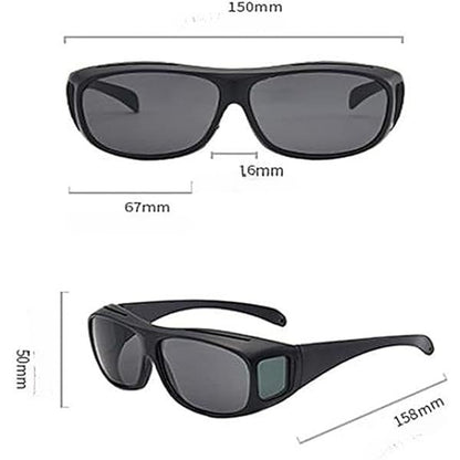 Ochelari de Soare, Flippy, Polarizati, pentru Condus, Ciclism, cu Posibilitatea Purtarii peste Ochelarii de Vedere, 400 UV, cu Lentila Neagra pentru Protectie, Rama Neagra, 15x5 cm-3