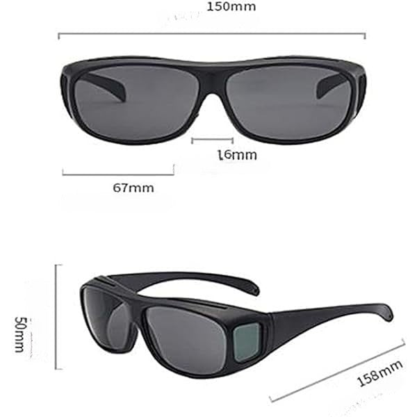Ochelari de Soare, Flippy, Polarizati, pentru Condus, Ciclism, cu Posibilitatea Purtarii peste Ochelarii de Vedere, 400 UV, cu Lentila Neagra pentru Protectie, Rama Neagra, 15x5 cm-3
