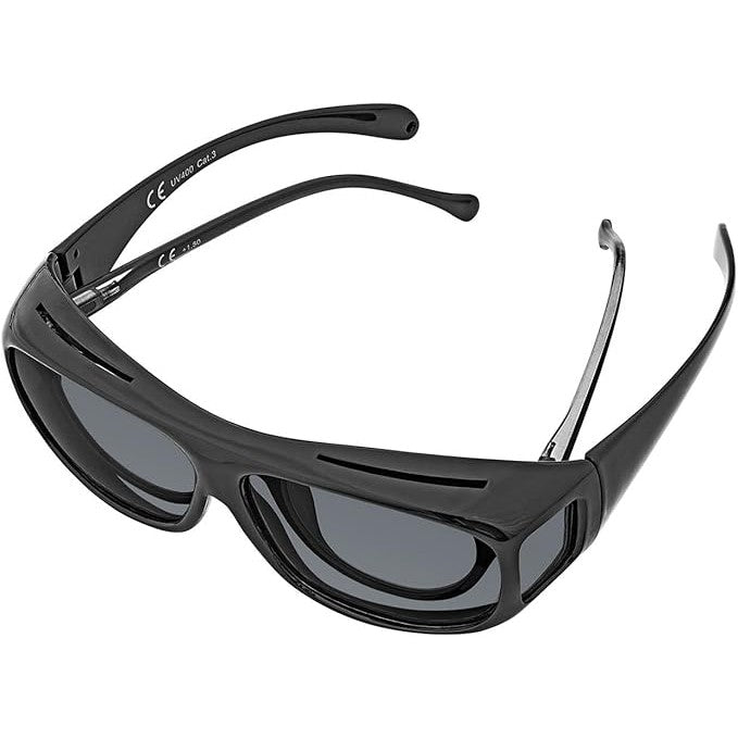 Ochelari de Soare, Flippy, Polarizati, pentru Condus, Ciclism, cu Posibilitatea Purtarii peste Ochelarii de Vedere, 400 UV, cu Lentila Neagra pentru Protectie, Rama Neagra, 15x5 cm-4
