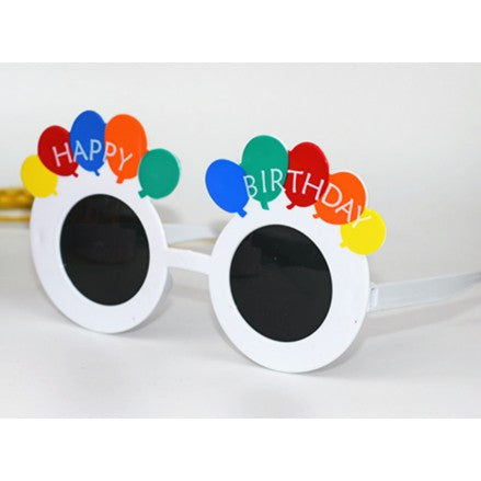 Ochelari Rotunzi Happy Birthday, Flippy, Tematica Aniversare, Protectie Soare, din Plastic, 18x11.5 cm, Alb-0
