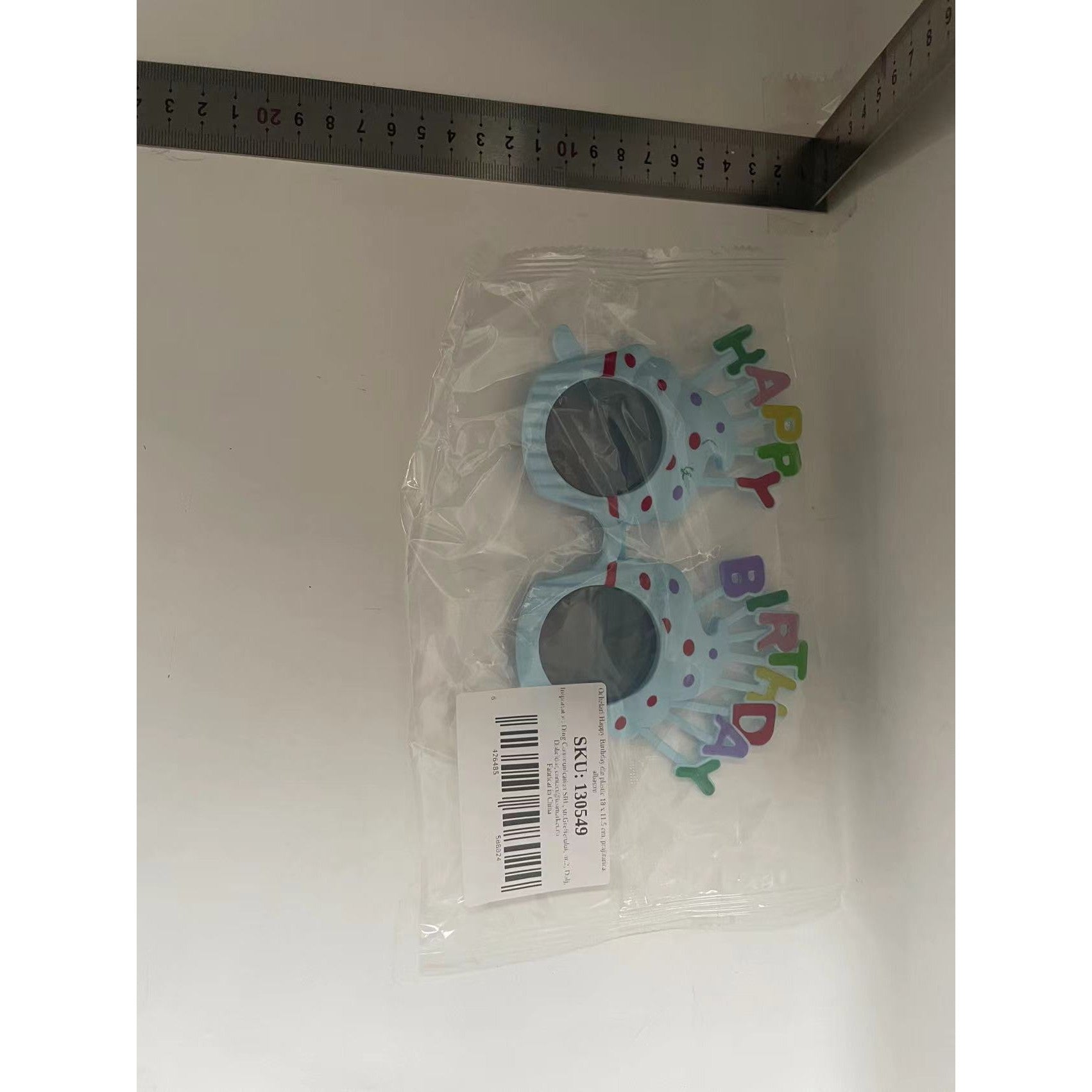 Ochelari Happy Birthday din plastic 18 x 11.5 cm, prajiturica, albastru-1