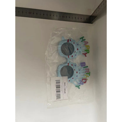 Ochelari Happy Birthday din plastic 18 x 11.5 cm, prajiturica, albastru-1