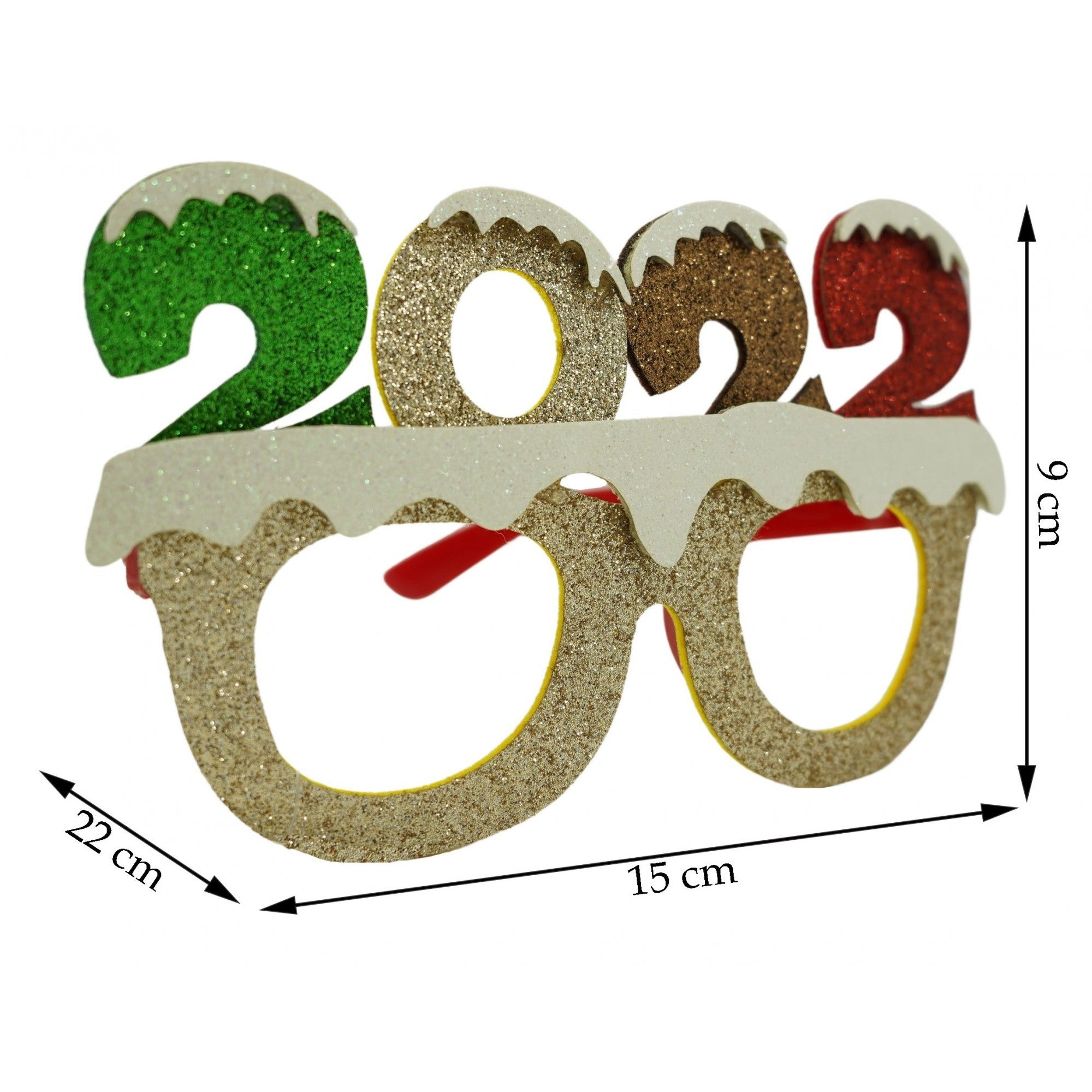 Ochelari petrecere de Revelion, 2022, Bej, din Plastic si Poliester, Flippy-3