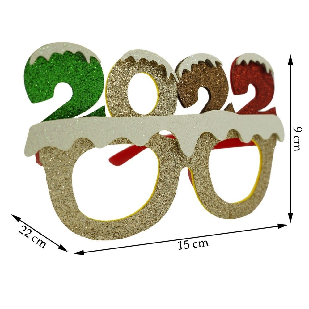 Ochelari petrecere de Revelion, 2022, Bej, din Plastic si Poliester, Flippy-6