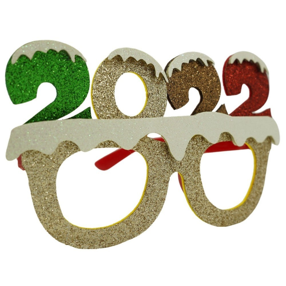 Ochelari petrecere de Revelion, 2022, Bej, din Plastic si Poliester, Flippy-0