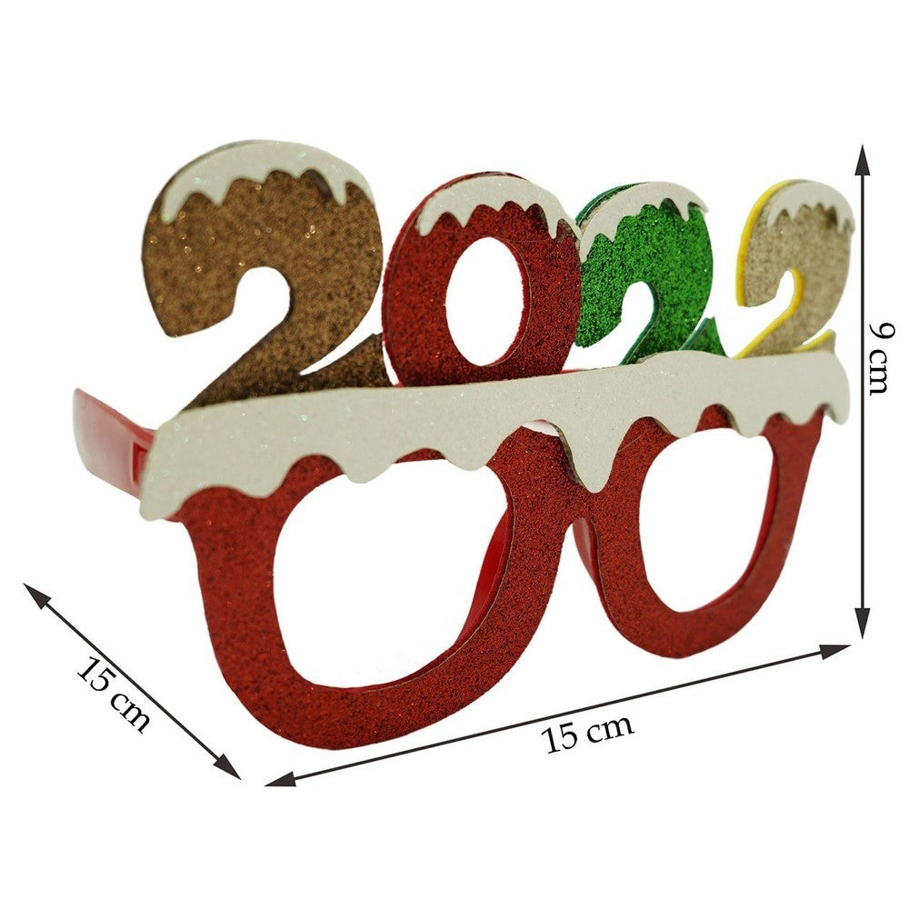 Ochelari petrecere de Revelion, 2022, Rosu, din Plastic si Poliester, Flippy-4