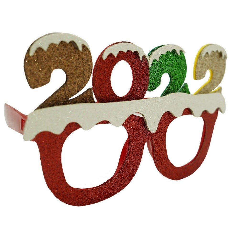 Ochelari petrecere de Revelion, 2022, Rosu, din Plastic si Poliester, Flippy-0