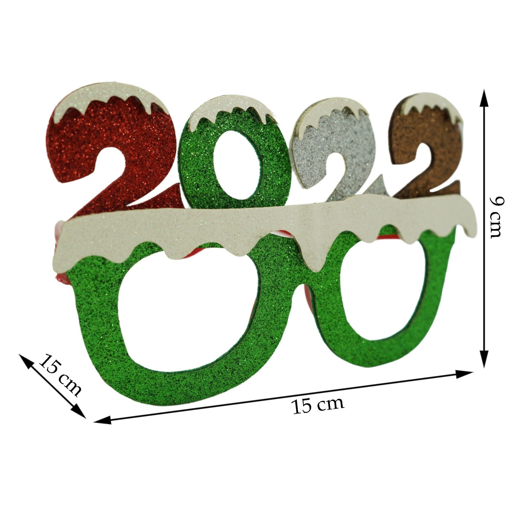 Ochelari petrecere de Revelion, 2022, Verde, din Plastic si Poliester, Flippy-3