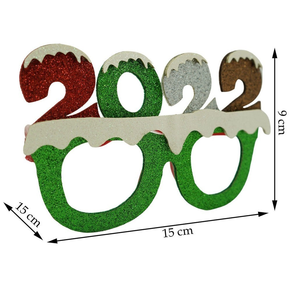 Ochelari petrecere de Revelion, 2022, Verde, din Plastic si Poliester, Flippy-6