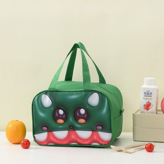 Geantă Frigorifică, Flippy, cu Desene Animat 3D, Portabilă pentru Copii, de Prânz, din Pânză Oxford, 17.5x18x20 cm, Model Crocodil, Verde-0