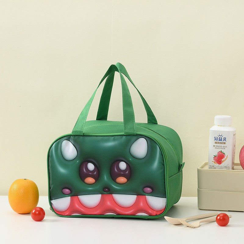 Geantă Frigorifică, Flippy, cu Desene Animat 3D, Portabilă pentru Copii, de Prânz, din Pânză Oxford, 17.5x18x20 cm, Model Crocodil, Verde-0