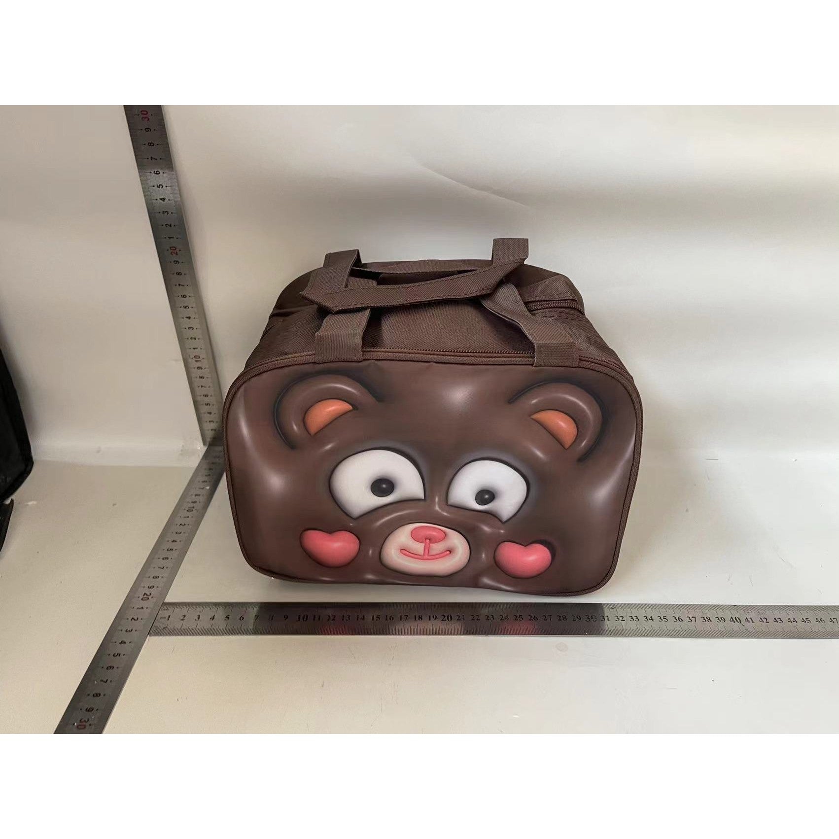 Geantă Frigorifică, Flippy, cu Desene Animat 3D, Portabilă pentru Copii, de Prânz, din Pânză Oxford, 17.5x18x20 cm, Model Ursulet, Maro-1