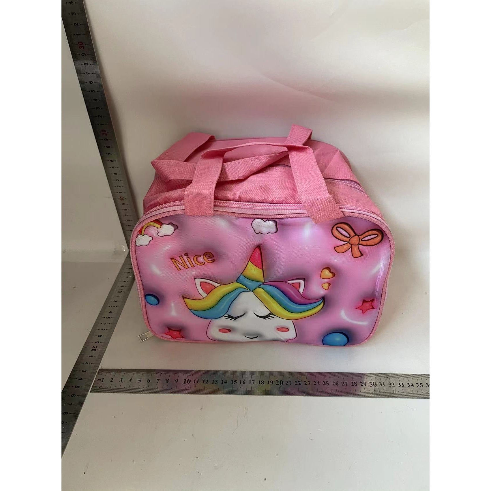 Geantă Frigorifică, Flippy, cu Desene Animat 3D, Portabilă pentru Copii, de Prânz, din Pânză Oxford, 17.5x18x20 cm, Model Unicorn, Roz-1
