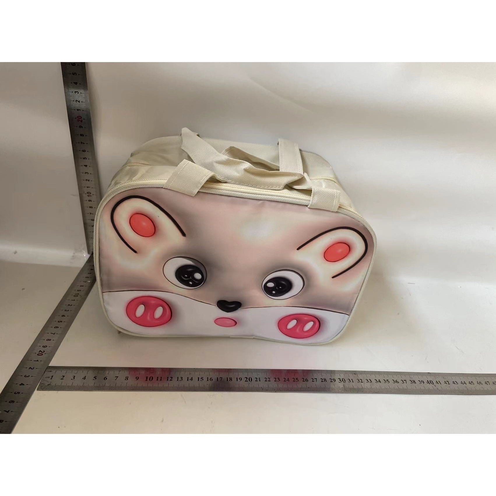 Geantă Frigorifică, Flippy, cu Desene Animat 3D, Portabilă pentru Copii, de Prânz, din Pânză Oxford, 17.5x18x20 cm, Model Soricel, Bej-1
