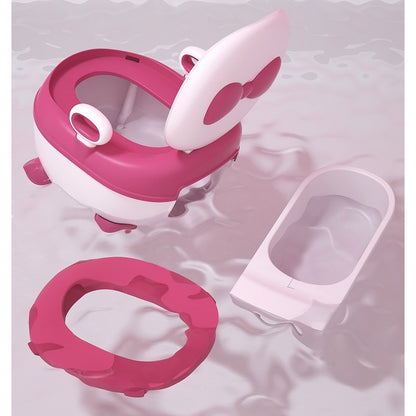Olita pentru Copii, Flippy, +1an, Portabila, Design cu Fundita, cu Capac, Model Prietenos, Non-Toxic, Compartiment Detasabil, cu Manere, cu 4 Picioare, Usor de Curatat, 46*33*32 cm, Roz-2