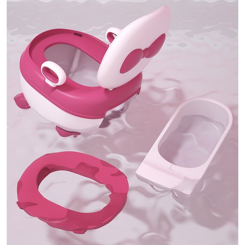 Olita pentru Copii, Flippy, +1an, Portabila, Design cu Fundita, cu Capac, Model Prietenos, Non-Toxic, Compartiment Detasabil, cu Manere, cu 4 Picioare, Usor de Curatat, 46*33*32 cm, Roz-2