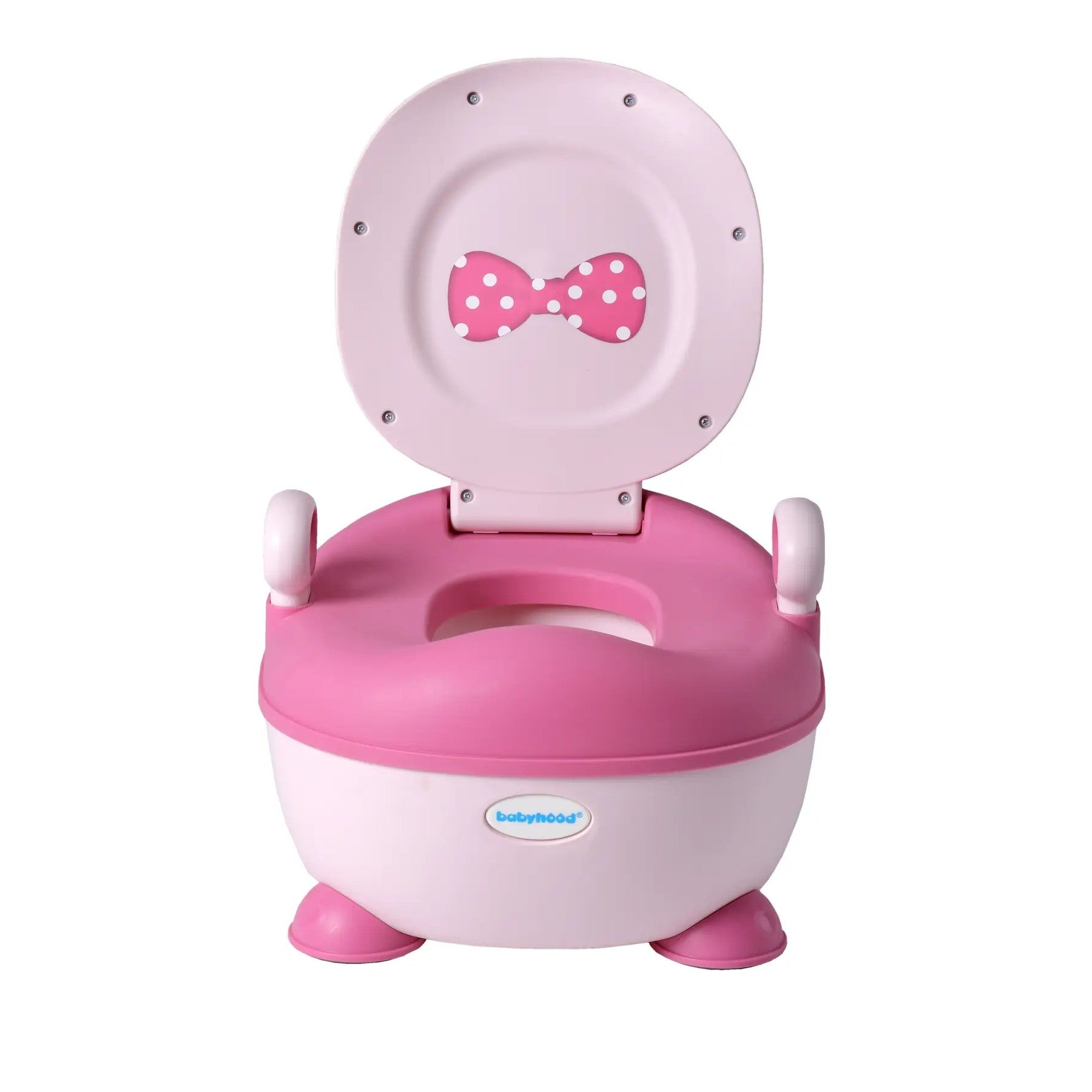 Olita pentru Copii, Flippy, +1an, Portabila, Design cu Fundita, cu Capac, Model Prietenos, Non-Toxic, Compartiment Detasabil, cu Manere, cu 4 Picioare, Usor de Curatat, 46*33*32 cm, Roz-0