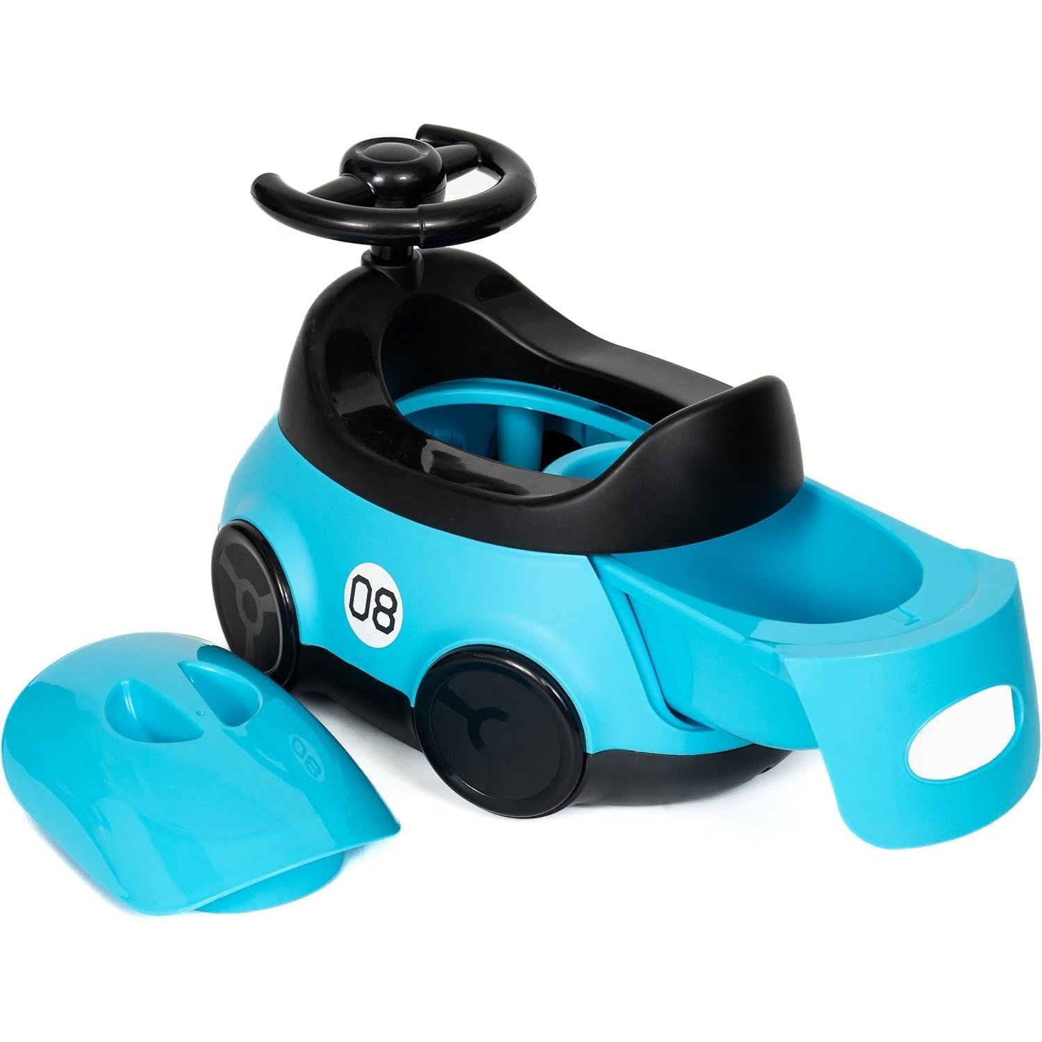 Olita pentru Copii, Flippy, +1an, Portabila, Design Masinuta cu Capac, Model Prietenos, Non-Toxic, Compartiment Detasabil, Usor de Curatat, Albastru-4