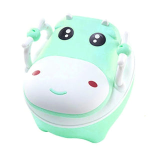 Olita pentru Copii, Flippy, +1an, Portabila, Design Vacuta cu Capac, Model Prietenos, Non-Toxic, cu Manere, Compartiment Detasabil, Perie Inclusa, Usor de Curatat, Verde-0