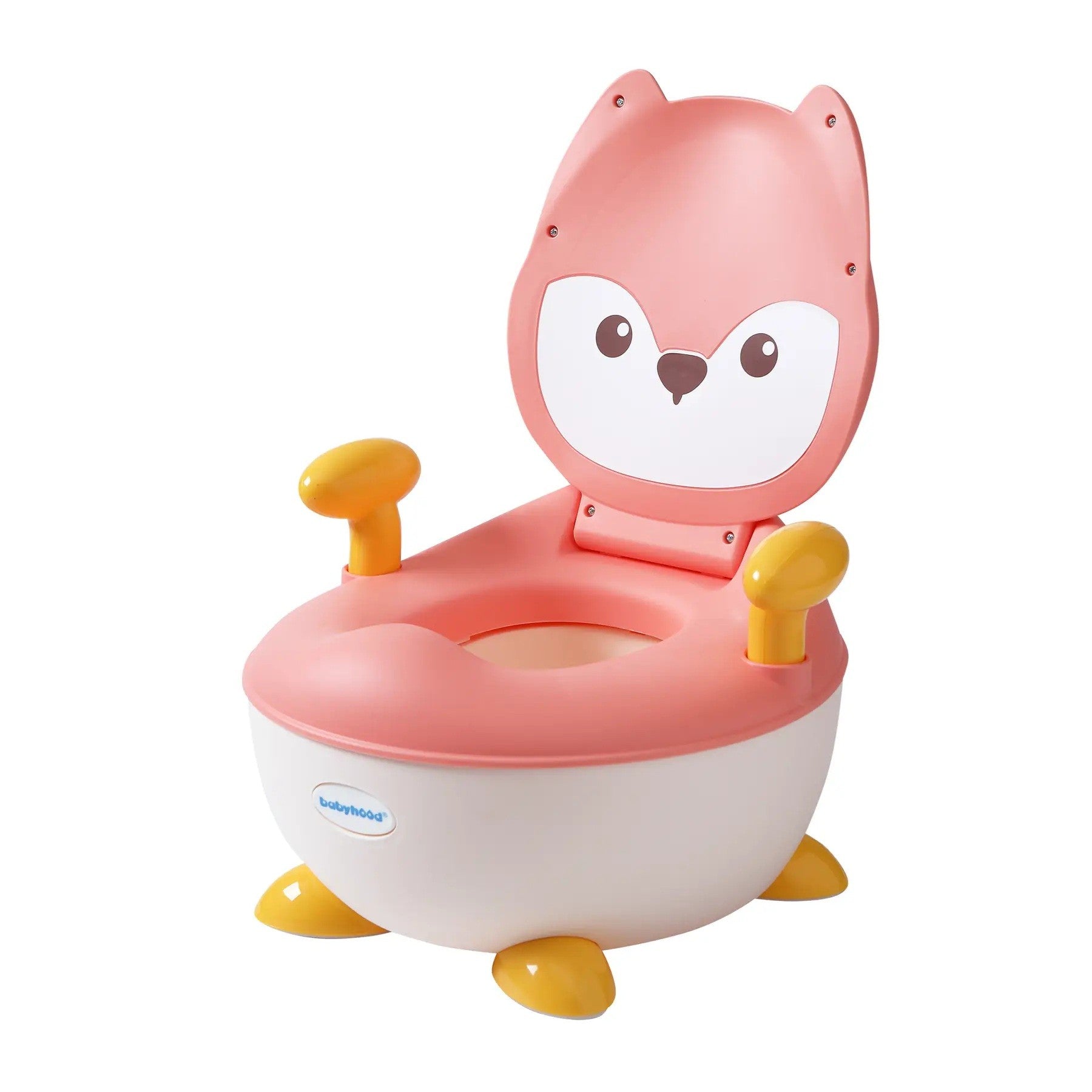 Olita pentru Copii, Flippy, +6 luni, Compartiment Detasabil, cu Capac, Antiderapanta, din Plastic, Colac Moale, Model Animat Vulpe, cu Maner, 34.5 x 35 x 23 cm, Roz/Alb-2