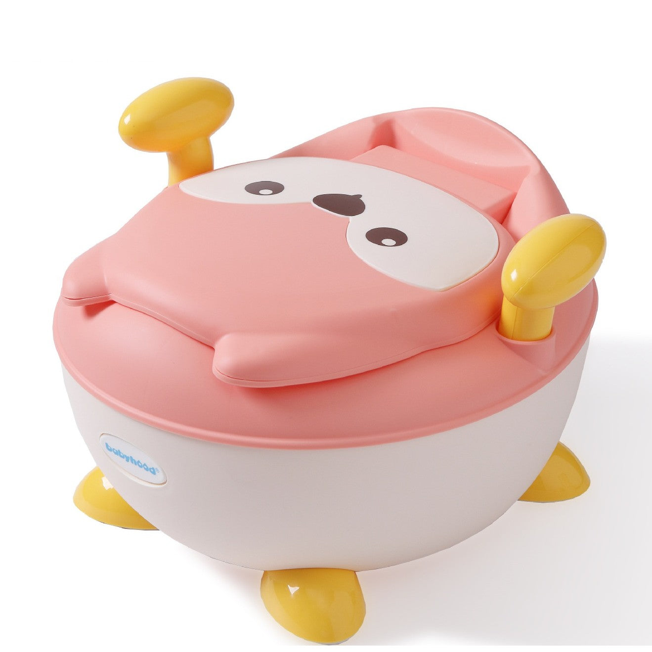 Olita pentru Copii, Flippy, +6 luni, Compartiment Detasabil, cu Capac, Antiderapanta, din Plastic, Colac Moale, Model Animat Vulpe, cu Maner, 34.5 x 35 x 23 cm, Roz/Alb-3