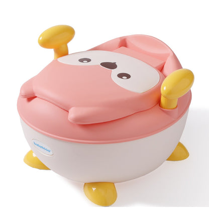 Olita pentru Copii, Flippy, +6 luni, Compartiment Detasabil, cu Capac, Antiderapanta, din Plastic, Colac Moale, Model Animat Vulpe, cu Maner, 34.5 x 35 x 23 cm, Roz/Alb-3