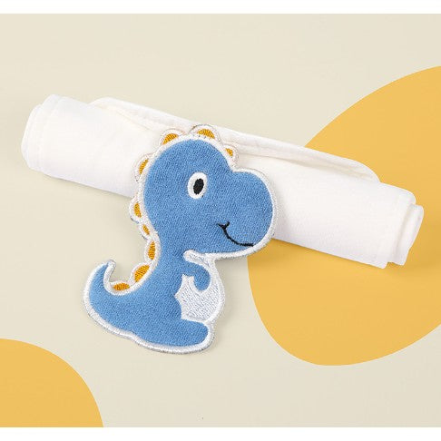 Prosop Absorbant din Bumbac pentru Bebelusi, Flippy, 19x28 cm, Model Dinozaur, Alb-0