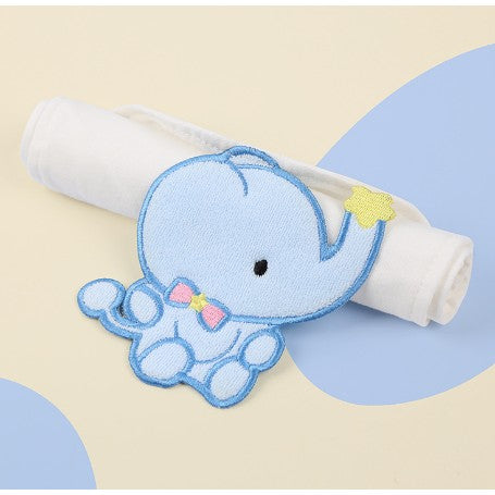 Prosop Absorbant din Bumbac pentru Bebelusi, Flippy, 19x28 cm, Model Elefantel, Alb-0