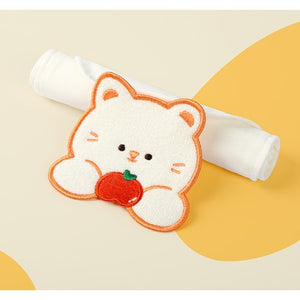 Prosop Absorbant din Bumbac pentru Bebelusi, Flippy, 19x28 cm, Model Pisica, Alb-0