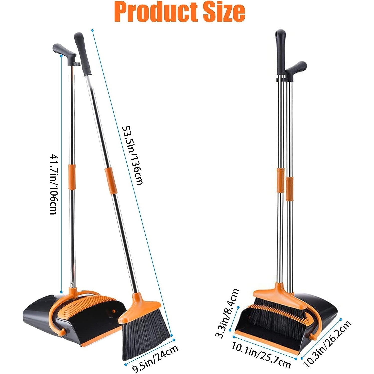 Set matura si faras cu coada, Flippy, Pentru uz casnic, Plastic/Otel, Portocaliu/Negru, Depozitare verticala, 26x25.5x83 cm-4