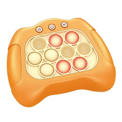 Joc Pop It, Flippy, consola, joc interactiv, antistres, cu baterii, Abs si silicon, Portocaliu, 12 x 10 x 5.8 cm-0