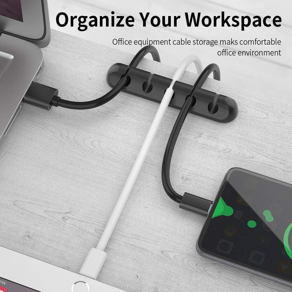 Organizator Cabluri, Flippy, Cable Clips, Fixare Dublu Adeziv, Silicon, 3 Sloturi, Negru-4